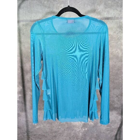 NWOT ISLE Apparel Made in Turkey Blue Ruffled Sweater Size Xs - Picture 3 of 6